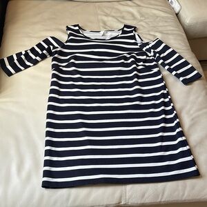 Jules & Leopold Striped Navy and Cream Midi Dress